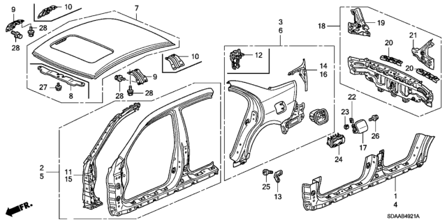 2007 Honda Accord Outer Panel - Rear Panel (Old Style Panel) Diagram