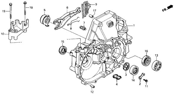 1992 Honda Accord MT Clutch Housing Diagram