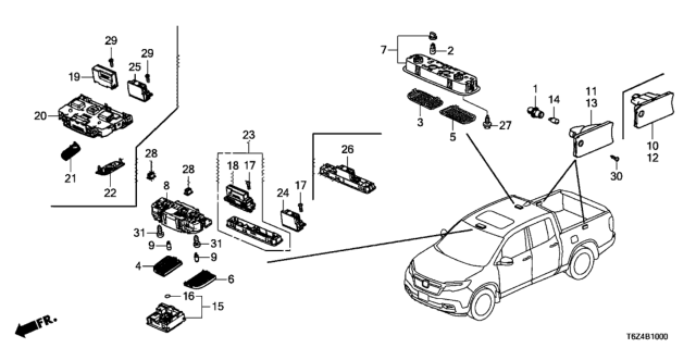 2017 Honda Ridgeline 4 Door RTL (2WD) KA 6AT Interior Light Diagram