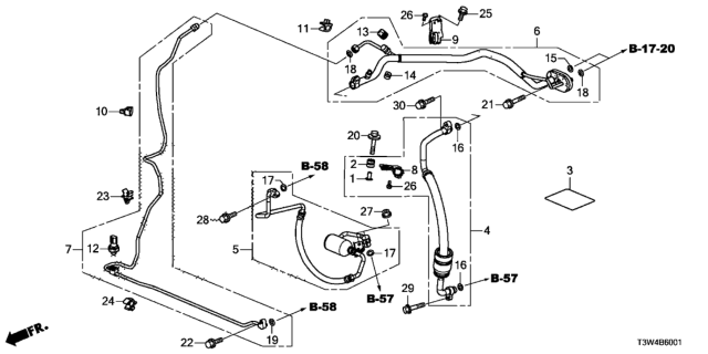 2017 Honda Accord Hybrid A/C Hoses - Pipes Diagram