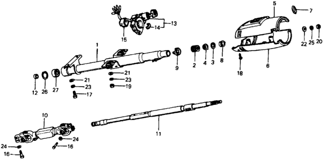 1975 Honda Civic 2 Door ** (1500) KA HMT Steering Column Diagram