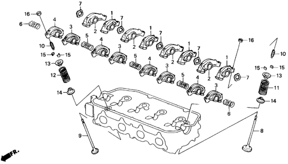 1994 Honda Del Sol 2 Door S KA 5MT Valve - Rocker Arm Diagram