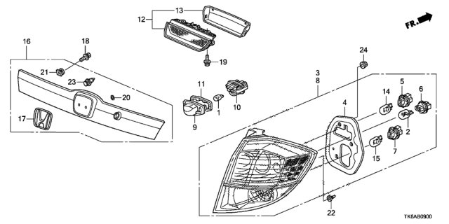 2013 Honda Fit 5 Door FIT (SAYAMA PLANT) KA 5MT Taillight - License Light Diagram