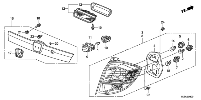 2013 Honda Fit Taillight - License Light Diagram