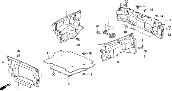 1994 Honda Del Sol 2 Door V-TEC KA 5MT Trunk Lining Diagram