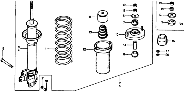 1979 Honda Civic Shock Absorber Unit, Left Rear Diagram for 52612-659-365