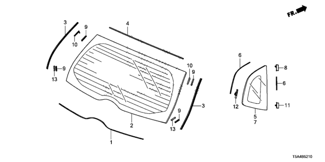 2016 Honda Fit Rear Windshield - Quarter Glass Diagram