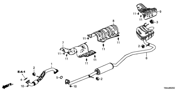 2019 Honda Civic Exhaust Pipe - Muffler (2.0L) Diagram