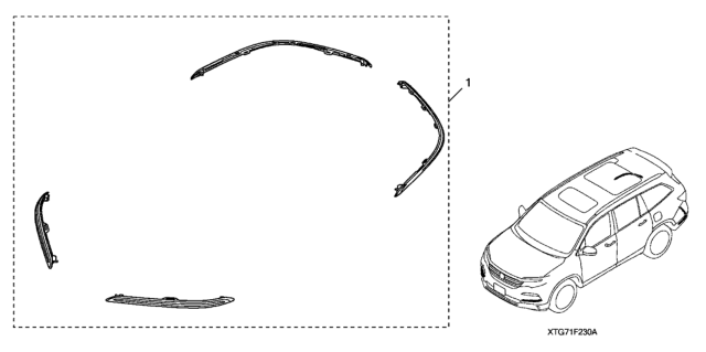 2019 Honda Pilot Front & Rear Bumper Trim (Accent)- Chrome Diagram