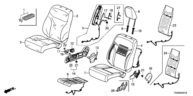 2015 Honda Civic 4 Door MX KL CVT Front Seat (Passenger Side) Diagram