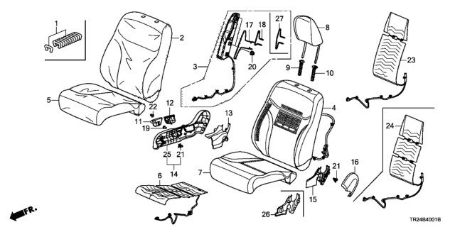 2015 Honda Civic Front Seat (Passenger Side) Diagram