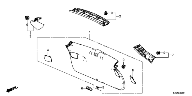 2019 Honda HR-V Tailgate Lining Diagram