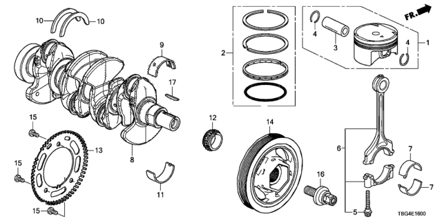 2016 Honda Civic Bearing D, Connecting Rod Diagram for 13214-59B-003