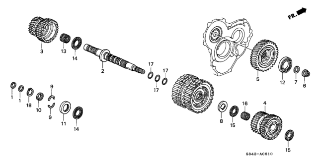 2000 Honda Accord AT Secondary Shaft Diagram