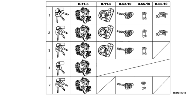 2013 Honda Civic Key Cylinder Set Diagram