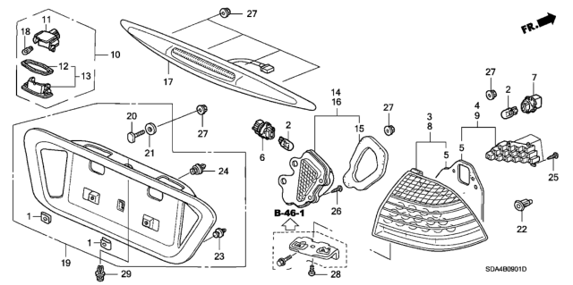 2006 Honda Accord Taillight - License Light Diagram