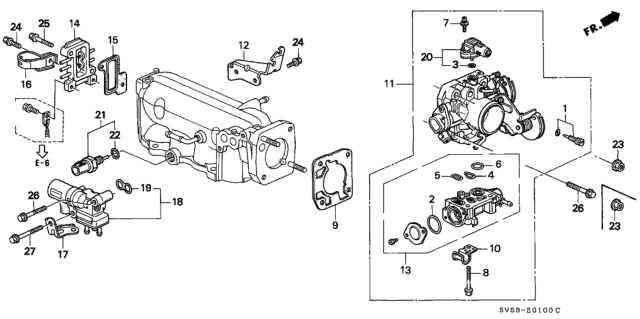1995 Honda Accord Body Assembly, Throttle (Gr30B) Diagram for 16400-P0A-A10