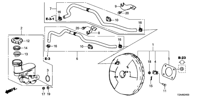 2015 Honda Accord Brake Master Cylinder  - Master Power Diagram