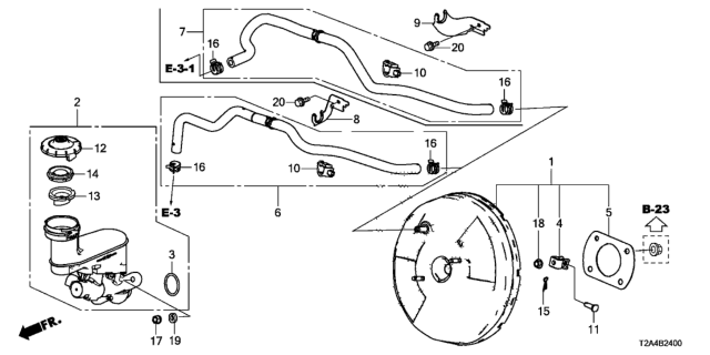 2014 Honda Accord Brake Master Cylinder  - Master Power Diagram