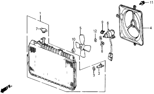 1984 Honda Civic 5 Door DX KA 5MT Radiator (Toyo) Diagram
