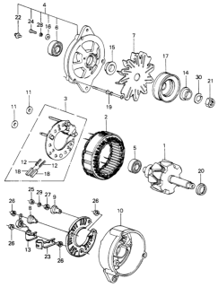 1982 Honda Civic 5 Door ** (WAGOVAN) KA HMT Alternator Components (Denso) Diagram