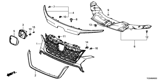 2020 Honda Passport 5 Door EXL (2WD) KA 9AT Front Grille Diagram