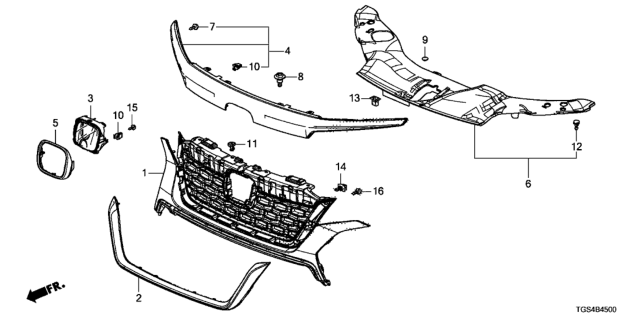 2019 Honda Passport Front Grille Diagram