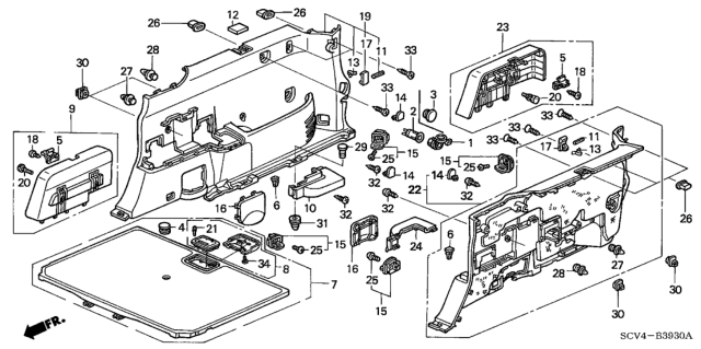 2003 Honda Element Lining Assy., L. RR. Side *NH167L* (GRAPHITE BLACK) Diagram for 84660-SCV-A02ZA