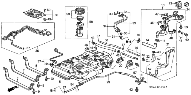 2000 Honda Odyssey Pipe Assembly, Fuel Filler Diagram for 17650-S0X-A02