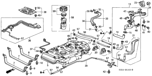 2000 Honda Odyssey Tank Complete, Fuel Diagram for 17500-S0X-305