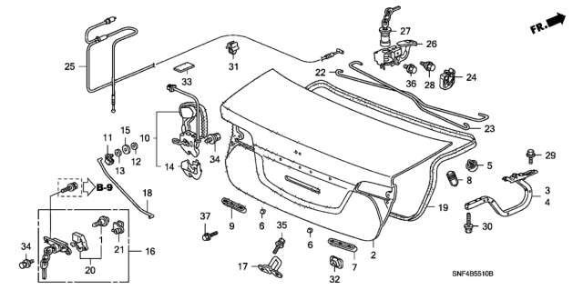 2011 Honda Civic 4 Door GX KA 5AT Trunk Lid Diagram