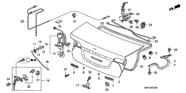 2007 Honda Civic Trunk Lid Diagram