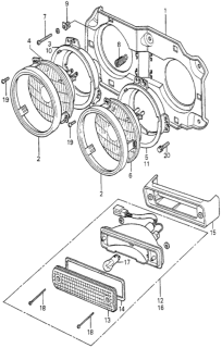 1979 Honda Accord 3 Door LX KL 5MT Headlight - Front Combination Light Diagram