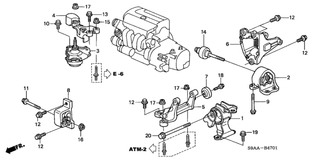 2006 Honda CR-V Engine Mounts Diagram