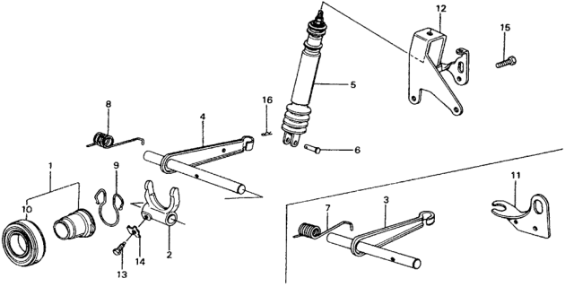 1975 Honda Civic MT Clutch Release Diagram