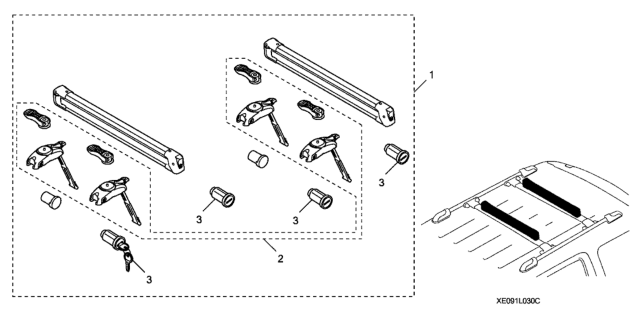 2017 Honda Pilot 5 Door EX-L (AWD/SENSING) KA 6AT Ski - Snowboard Attachment Diagram