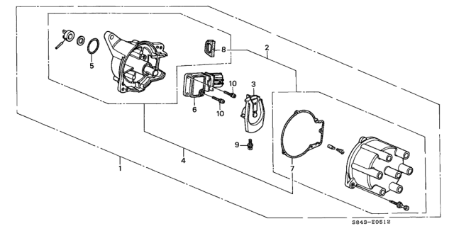 1999 Honda Accord Distributor Assembly (D6P96-01) (Hitachi) Diagram for 30100-P8A-A01