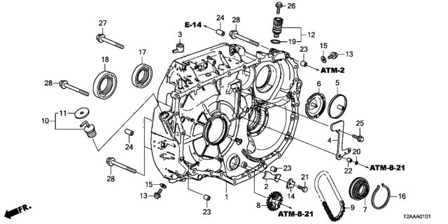 2017 Honda Accord 4 Door EX KA CVT AT Torque Converter Case (L4) Diagram