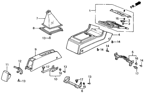 1990 Honda Accord 2 Door EX KA 5MT Console Diagram