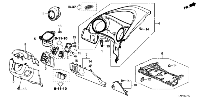 2013 Honda Fit EV Instrument Panel Garnish (Driver Side) Diagram