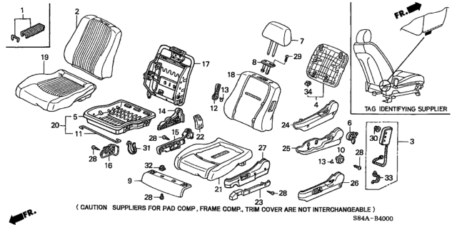 2002 Honda Accord Cover, Left Front Seat-Back Trim (Mild Beige) (Ts Tech) Diagram for 81521-S4K-A01ZC