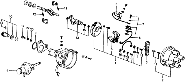 1978 Honda Civic 5 Door ** KH HMT Distributor Components Diagram 2