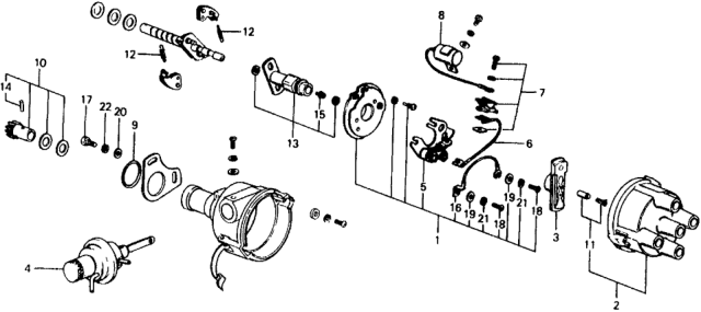 1979 Honda Civic Distributor Components Diagram 2