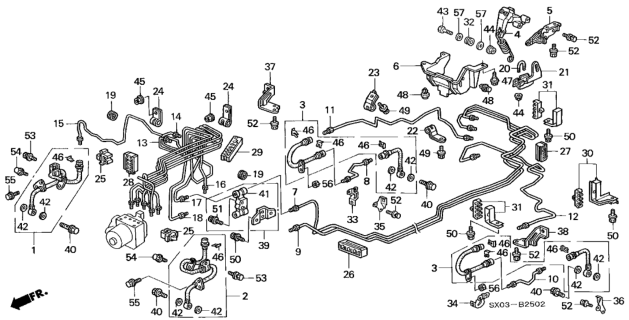 1998 Honda Odyssey Pipe U, Brake Diagram for 46374-SX0-A01