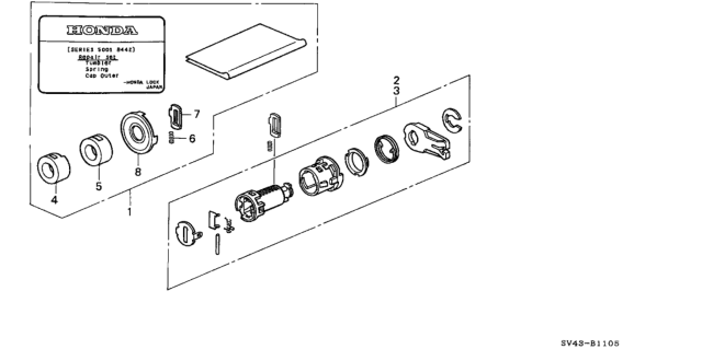 1997 Honda Accord Key Cylinder Kit Diagram