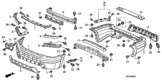 2004 Honda Pilot Garnish, RR. Bumper Face Skid *NH647M* (BP WARM GRAY METALLIC) Diagram for 71502-S9V-A00ZB