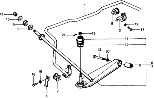 1975 Honda Civic Arm, Driver Side (Lower) Diagram for 51360-659-670