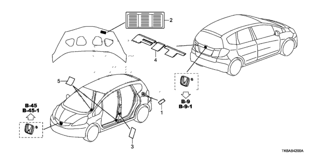 2013 Honda Fit Emblem - Caution Label Diagram