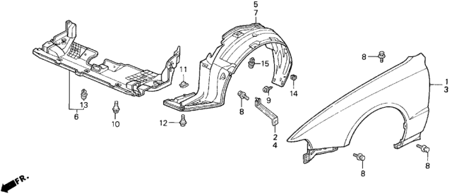 1994 Honda Prelude Stay, R. FR. Fender Diagram for 60212-SS0-000ZZ