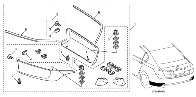 2014 Honda Accord Spoiler, Rear Under (Basque Red Pearl Ii) Diagram for 08F03-T2A-170